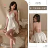 Kameixue Pijama Sexy Francés con Cuello Halter Espalda Descubierta con Almohadillas en el Pecho Ropa para el Hogar Camisón Vestido con Tiras Huecas de Mariposa 2113