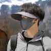 Sombrero de protección solar de una sola pieza sin costuras para hombre, sombrero de sol de ala ancha para deportes al aire libre en verano con parte superior abierta, sombrero de sol de protección facial completa para mujer
