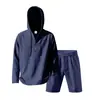 Traje Henry con Capucha de Lino Holgado Casual de Verano para Hombre, Transfronterizo Europeo y Americano, con Pantalones Cortos de Manga Larga, Tendencia de Playa
