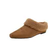Nuevas Pantuflas de Piel para Mujer Medio Abiertas Felpa Calientes Para Usar al Aire Libre Otoño/Invierno Adelgazantes de Punta Cerrada Estilo Coco Moda Retro 2026