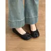 Versión de Piel de Oveja Cuero Genuino Fondo Plano Aumento Oculto de Altura 5cm Zapatos Mary Jane para Mujer Moño Zapatos sin Cordones Zapatos de Pie de Cerdo Puntera Dividida