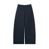 Pantalones casuales de traje marrones para mujer, nuevo estilo otoño 2026, pantalones anchos de pierna curva de cintura alta holgados, pantalones largos para mujer petite