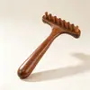 Massageador de Cabeça com Chifre de Nove Dentes e Pedra Vermelha Pente de Meridianos para Couro Cabeludo e Corpo Ferramenta de Massagem para Ombro e Pescoço