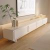 Mueble de TV Blanco Estilo Crema Madera Maciza Completa Mesa de Centro Estilo Minimalista Moderno Simple Combinación Sala de Estar Hogar Apartamento Pequeño