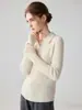Nuevo Suéter Básico de Punto Delgado de Manga Larga para Mujer Otoño/Invierno 2026 con Cuello Polo, 100% Cachemira Pura