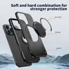 Funda magnética para teléfono con sensación de piel, apta para iPhone 16 Pro Max, con soporte de amortiguación giratorio, Funda para Apple 15 Pro