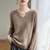 Camiseta interior sin costuras de lana 100% pura para mujer, para otoño e invierno, con cuello alto, estilosa, versátil, suéter de punto suave y acogedor