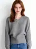 Outono e Inverno 2026 Novo Estilo Estilo Preguiçoso Retrô Design de Gola Malha Simples e Versátil Suéter de Cor Pura para Mulheres