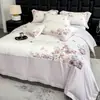 Juego de cuatro piezas de algodón 100% Clase A para maternidad e infantil, funda nórdica de algodón de fibra larga, sábana bajera de algodón puro, bordado floral 100%, ropa de cama para primavera y otoño