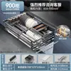 Kabei Acero Inoxidable 304 Tipo Cajón Cesta para Tazones Gabinete de Cocina Doble Capa Extraíble Azul Almacenamiento Gabinete de Cocina Cesta para Platos