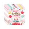 Pastel de Cumpleaños con Globos de Colores Tema Fiesta Platos de Papel Desechables Servilletas Vasos de Papel Cubiertos Tenedor Cuchara Suministros para Fiesta