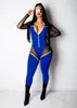 Outono 2026 Novo Macacão Sexy Body Stretch com Patchwork de Renda Transparente com Zíper Frontal para Boate