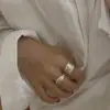 Anillo de Plata Ancho Simple Estilo Coreano para Mujer, Moda Minimalista, Versátil, Superficie Lisa, Combinación Bicolor Oro y Plata, Anillo Abierto para Dedo Índice