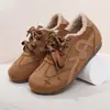 2026 Novos Sapatos Casuais Planos de Inverno com Bico Redondo, Solado Macio, Antiderrapantes, Quentes e Confortáveis, com Cadarço, Veludo Adicional, Versáteis para Mulheres