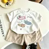 Camiseta de nuevo estilo para verano para niños y niñas, casual y versátil, conjunto de shorts de manga corta para exteriores de nicho
