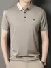 Al por mayor transfronterizo para hombre, nueva camiseta polo de verano para hombre de mediana edad, casual de negocios, manga corta, seda helada, fresca, con cuello, camiseta para hombre
