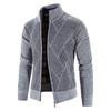 2024 comércio exterior novo primavera e outono forrado com fleece tamanho plus size masculino xadrez casual gola alta cardigã suéter de manga longa casaco