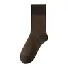 Calcetines Largos de Algodón Puro Engrosados Estilo Coreano para Mujer de Otoño e Invierno, Calcetines Largos sin Costuras con Bloques de Color, Calcetines Flojos de Moda Estilo Universitario para Mujer