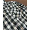 Camisa Xadrez Unissex Estilo de Rua Retrô Americano 2026 Bordado de Bolso Design Xadrez Bainha Solta Borda Desfiada