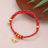 Pulsera de Cuerda Trenzada Roja del Año del Caballo Estilo Chino Colgante de Pony Hecho a Mano Ajustable 2026 Cuerda Roja