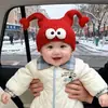 Gorros para Bebés y Niños Pequeños para Otoño e Invierno, Boina Roja Tejida para Niños y Niñas, Año Nuevo Cumpleaños, Gorro de Punto Estilo Artista para Celebración de los 100 Días