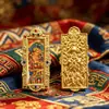 Exquisita Dorado Doble Cara Thangka Gahu Ocho Grandes Protectores Talismán Colgante de Buda Portátil