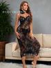 Novo Conjunto de Lingerie Sexy de Renda Transfronteiriço Europeu e Americano Paixão Malha Transparente Bordado Suspensório Saia Longa Fabricante