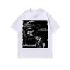Camiseta Vintage Lavada de Manga Curta Estilo Americano High Street Impressão Direta em Spray Algodão Puro Camiseta de Manga Curta para Casais Homens e Mulheres