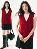 Cárdigan de cachemira ligero y elegante con cuello en V y botones para mujer, con un chaleco de punto jacquard, diseño sin mangas, perfecto para usar en capas e ideal para el invierno