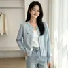 Cardigã de malha bordado com padrão de coração estilo coreano 2026, novo suéter inspirado na dopamina, blusa feminina de manga longa