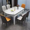 Mesa de comedor de pizarra para uso doméstico, mesa redonda extensible y plegable, madera maciza, mesa de comedor moderna minimalista, combinación de colores blanco y negro, estilo étnico