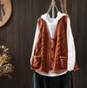 Cárdigan Chaleco de Punto de Algodón con Trenzas de Bolsillo para Mujer, Holgado, Otoño, Vintage, Casual, Cuello en V, Sin Mangas, Chaleco Apilado