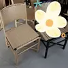 Banqueta de Rattan Trançado para Varanda de Casa Sala de Estar Cadeira Trançada de Rattan Casual Banqueta Baixa Cadeira de Rattan Banqueta com Encosto Tábua para Bebê Adulto