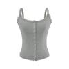 Puro Sexo Chica Sexy Picante Hebilla Chaleco Pequeño Mujer Verano Negro Corto Interior Ajustado Encaje Top para Ropa Exterior