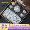 Conjunto de chá Kung Fu em cerâmica, bule e xícaras banhados a prata, caixa de presente de luxo, prático para presentear idosos ou superiores