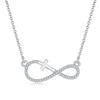 Colar de Moissanita Prata S925 Banhado a Ouro K Corrente Clavícula Diamante Cultivado Cruz Nicho Amor Ilimitado Presente para Namorada