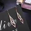 Estilo coreano aço titânio tridimensional duas gota de água completa diamante brincos geométricos feminino flexível duplo anel rosa brincos de ouro fábrica atacado