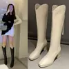 Botas Altas de Tacón Grueso Versátiles Estilo Británico Adelgazantes Hasta la Rodilla para Mujer Botas de Montar Nuevo Modelo Otoño e Invierno 2025