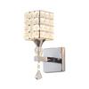 Luminária de parede de cristal K9 de cabeça única, simples e moderna, prateada, criativa, de cabeceira, com espelho, para quarto