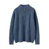 Suéter Pulôver Novo de Meio Zíper com Gola Alta, Caimento Solto Emagrecedor, com Camiseta de Base Tricotada em Cashmere de Cor Pura para Mulheres