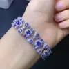 Venta Directa de Fábrica Pulsera de Tanzanita Natural, Morado Encantador, Cuerpo Completamente Limpio, Color Fuego Brillante, Incrustación de Precisión en Plata 925