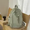 Mochila de Cordón de Color Sólido Estilo Coreano Ins para Estudiantes de Secundaria y Preparatoria, Casual, Sencilla, Ligera, de Gran Capacidad, Mochila de Viaje