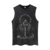Camiseta Regata Lavável Estilo Dark High Street Verão 2022 Estampada Ceifador Masculina Solta para Esportes Fitness