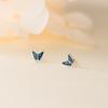 Nalan Pie Plata 999 Exquisitos Simples Pequeños Lindos Mori Elegantes Aretes de Hilo de Mariposa Azul M06204
