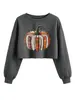 Amazon eBay Estación Independiente Moda Casual Divertida Sudadera Corta con Cuello Redondo de Calabaza para Mujer En Stock