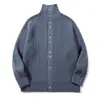 Cárdigan de punto acanalado vertical de un solo pecho de cuello alto estilo retro japonés Rumeng para hombre, suéter de pareja de otoño de corte holgado con manga raglán