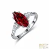 Anel de Prata Esterlina S925 com Moissanita Colorida Marquise Três Pedras Todo Moissanita Anel de Prata S925 para Mulheres Venda Quente da Amazon