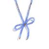 Colar de design de nicho de moda europeia e americana, contas de aço inoxidável, feito à mão, colar de laço de cristal azul lapidado, feminino