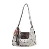 Bolso Estampado para Mujer 2025 Nuevo Otoño e Invierno Vintage Gran Capacidad Hombro Viajero Punto Ondulado Moda Versátil Bolso Tote Casual