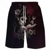 Shorts de Verão Europeu e Americano Série Caveira Impressão 3D Verão Soltos Calças de Praia Moda Casual Shorts Masculino